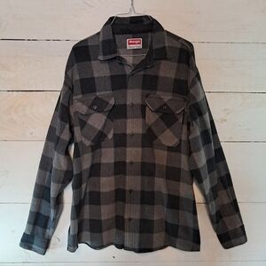 Wrangler Premium Polyester Fleece Flannel Lumberjack Men’s Size Large Black/Gray